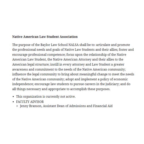 Baylor Native American Law Student Association attorney